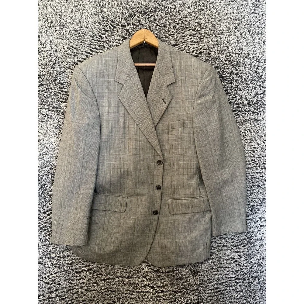 Men's HARDY AMIES Plaid color 44R Blazer Jacket Sport coat 3 Buttons